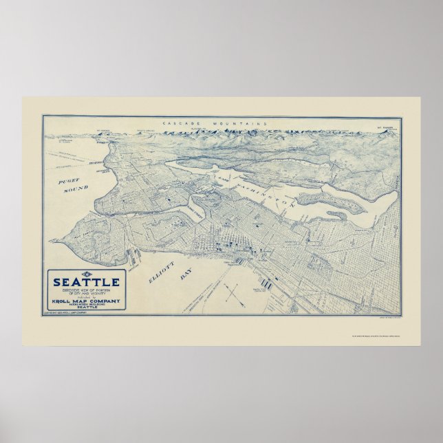 Póster Seattle, WA Panoramic Map - 1925 (Frente)