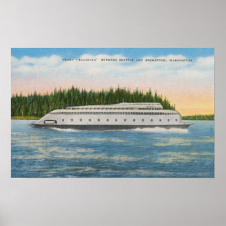 Póster Seattle, WA - View of Kalakala Ferry on Puget