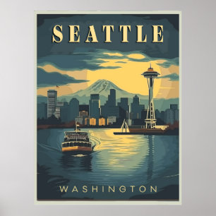 Póster Seattle, Washington