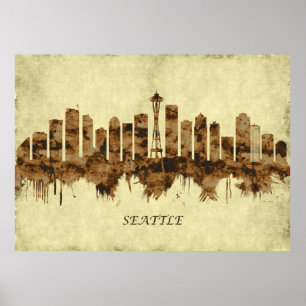 Póster Seattle Washington Cityscape