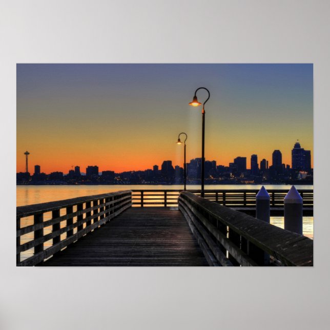 Póster Seattle Washington Downtown Skyline (Frente)
