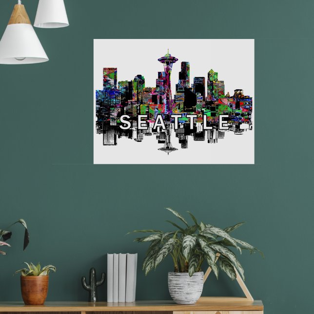 Póster Seattle, Washington en graffiti (Salón 1)