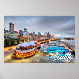 Póster Seattle, Washington, Estados Unidos