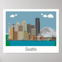 Seattle, Washington Skyline Print - Poster/lienzo