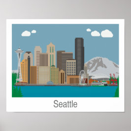 Póster Seattle, Washington Skyline Print - Poster/lienzo