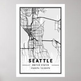 Póster Seattle Washington USA Travel City Map