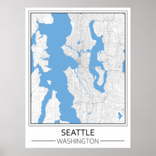 Póster Seattle Washington USA Travel City Map