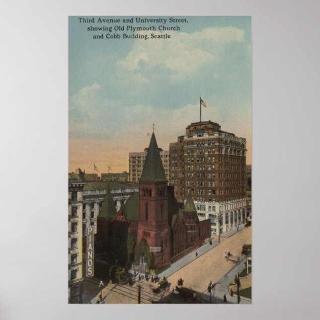 Póster Seattle, WAThird Avenue and University Streets (Frente)