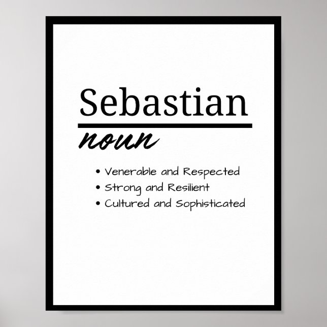 Póster Sebastian, definición de nombre personalizado de n (Frente)