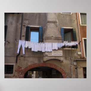 Póster Secado de lavado en Venecia, Italia
