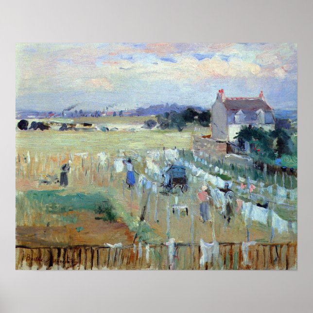 Póster Secado de ropa por Berthe Morisot (Frente)