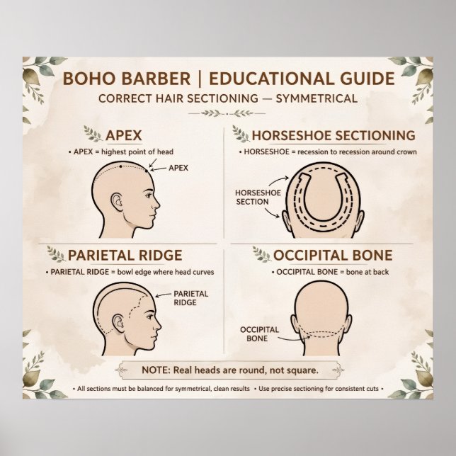 Póster Sección de Barbería Boho (Frente)