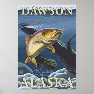 Póster Sección de Pesca de Trucha - Dawson, Alaska