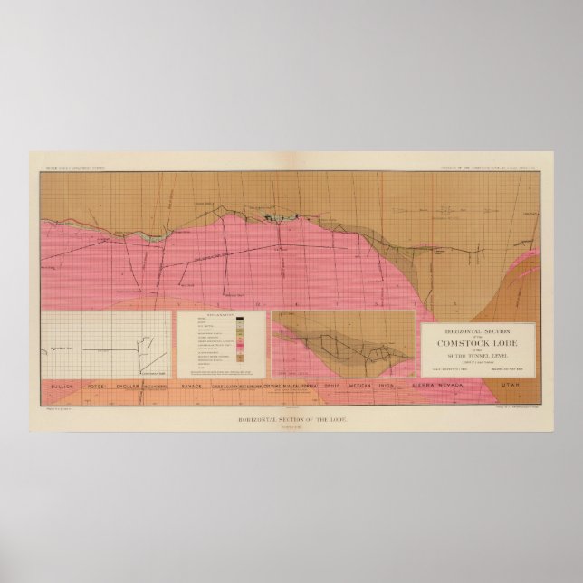 Póster Sección horizontal de Comstock Lode North (Frente)