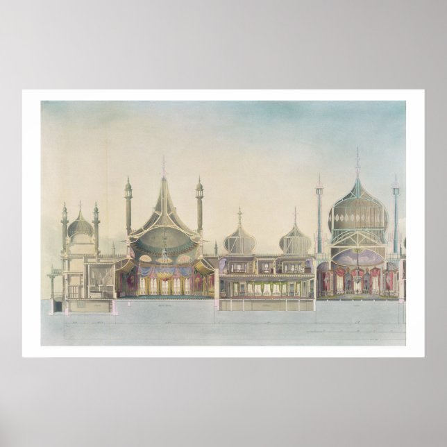 Póster Sección longitudinal (L a R) Órgano, sala de músic (Frente)