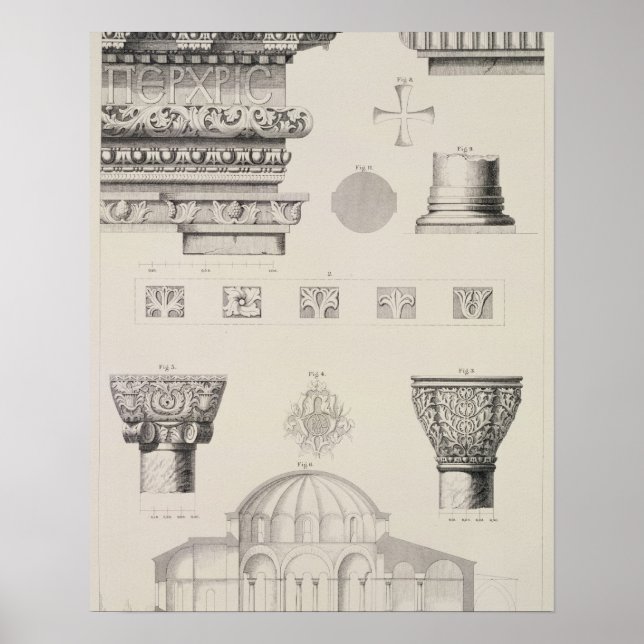 Póster Sección transversal y detalles arquitectónicos de  (Frente)