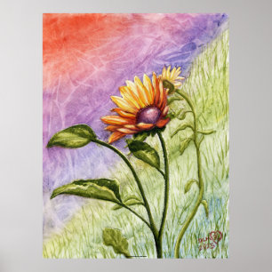 Póster Secretos del Girasol al Atardecer