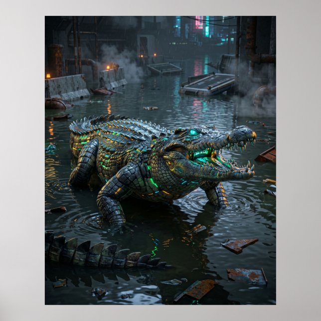 Póster Sector Inundado del Cocodrilo de Neón (Frente)