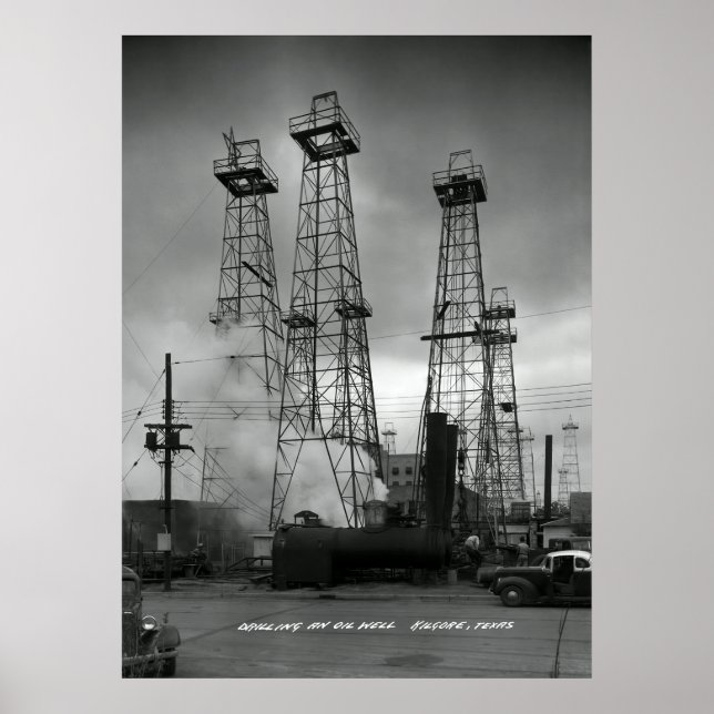 PÓSTER SECUENCIA DE PETRÓLEO RESIDENCIAL EN KILGORE TEXAS (Frente)