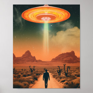 Póster Secuestro retro alieno del desierto