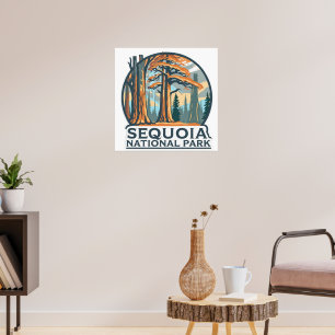Póster Secuoyas gigantes del Parque Nacional Sequoia retr