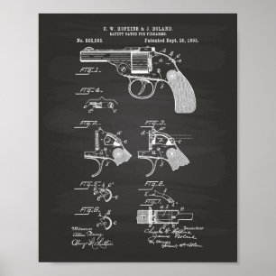 Póster Security Catch Firearms 1893 Patent Art Chalkboard