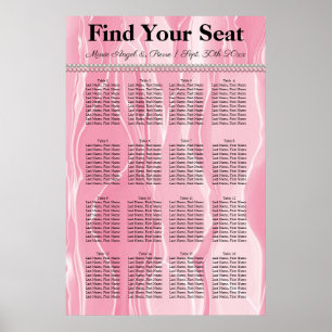 Póster Seda rosa brillante con asiento de Perlas Blancas
