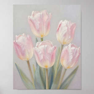 Póster Seda Susurrante: Un Estudio de Tulipanes Luminosos