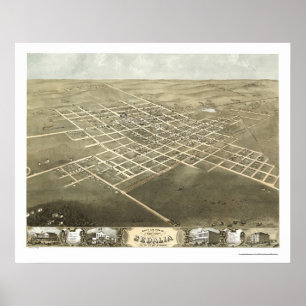 Póster Sedalia, Mapa Panorámico MO - 1869