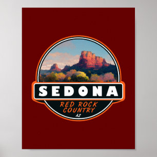 Póster Sedona Arizona Country de Roca Roja Emblema de Acu