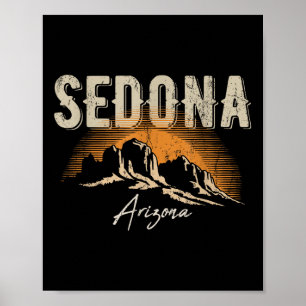 Póster Sedona Arizona Montañas Vintage Atardecer Senderis