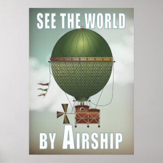Póster See the World Airship Citronnier Steampunk Travel