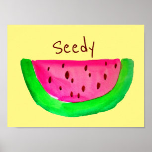 Póster Seedy Watermelon frutal pun Pop Art poster