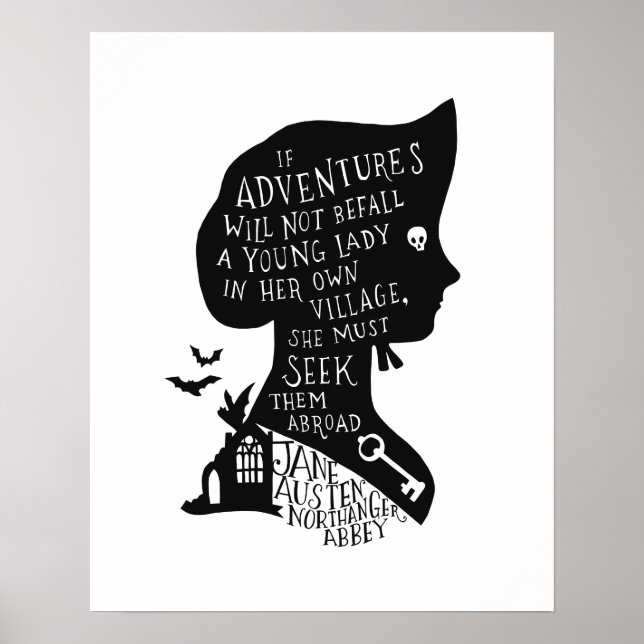 Póster Seek Adventures Northanger Abbey Quote (Frente)