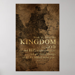 Póster Seek Ye First the Kingdom-Scripture: Mateo 6:33