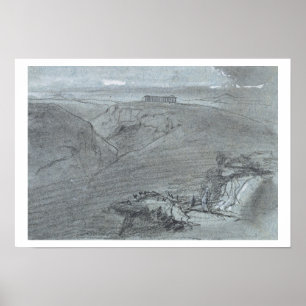 Póster Segesta, de "Vistas de Sicilia" (tiza y gouache o