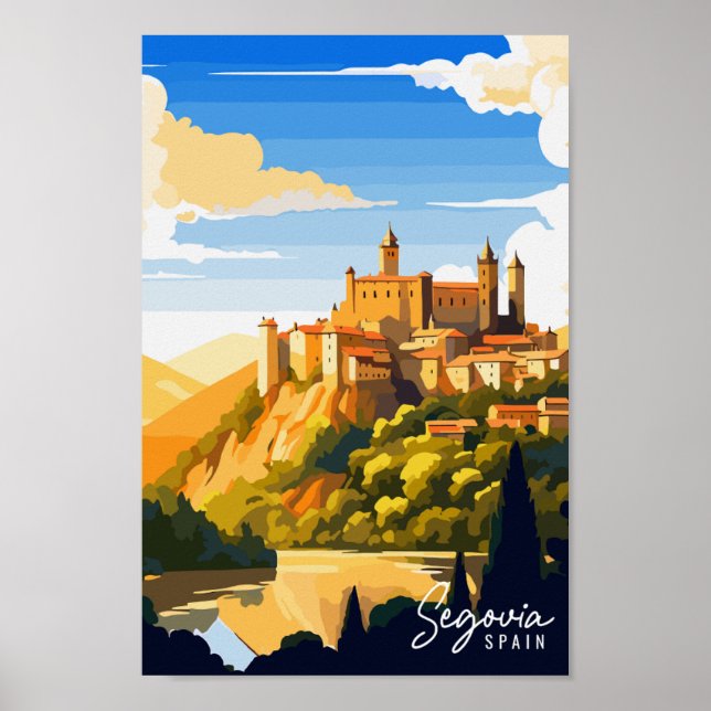 Póster Segovia Francia ilustracion de viaje vintage (Frente)