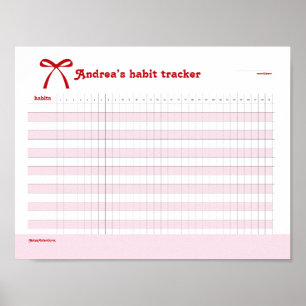Póster Seguidor de Hábitos Personalizado Lazo Rosa 