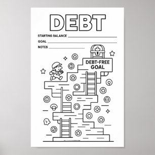 Póster Seguidor de Nivel de Deuda Divertida y Motivadora 