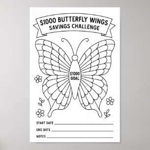 Póster Seguidor del Reto de Ahorro de Alas de Mariposa