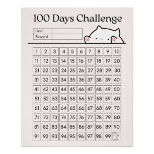 Póster Seguidor divertido del reto de 100 días para el do