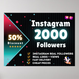 Póster Seguidores de Instagram 2000 | Comprar seguidores 