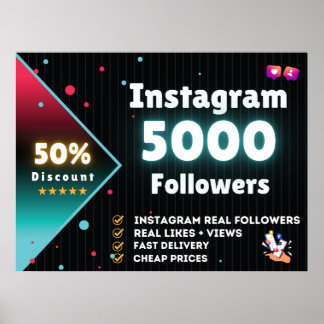 Póster Seguidores de Instagram 5.000 | Compra el siguient