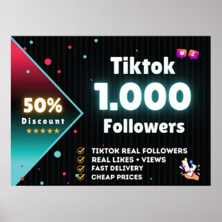 Póster Seguidores de Tiktok 1.000 | Comprar seguidores de