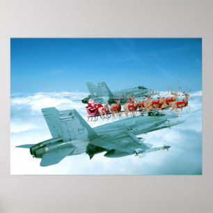 Póster Seguimiento de Papá Noel por la fuerza aérea
