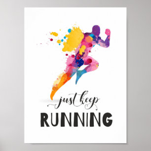 Póster Seguir ejecutando la cita motivacional para los re