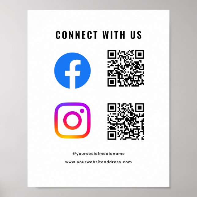 Póster Seguir Scan Connect Con El Código QR De Los Medios (Frente)