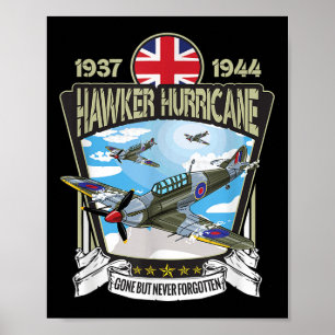 Póster Segunda Guerra Mundial Combate Huracán de Hawker