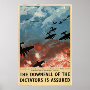 Póster Segunda Guerra Mundial: Derrumbe de dictadores en