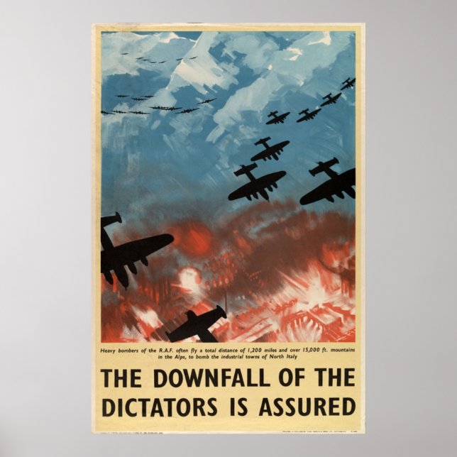 Póster Segunda Guerra Mundial: Derrumbe de dictadores en  (Frente)